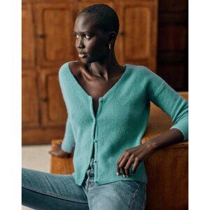 Sézane Barry Alpaca Mohair V-Neck Cardigan Robin Blue Small